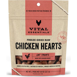 Vital Essentials Raw Freeze-Dried Cat Treats, Chicken Hearts, 0.8-oz