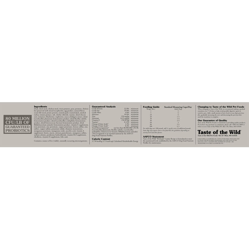 Taste of the Wild Grain-Free Dry Dog Food, Wetlands, 28-lb image number null
