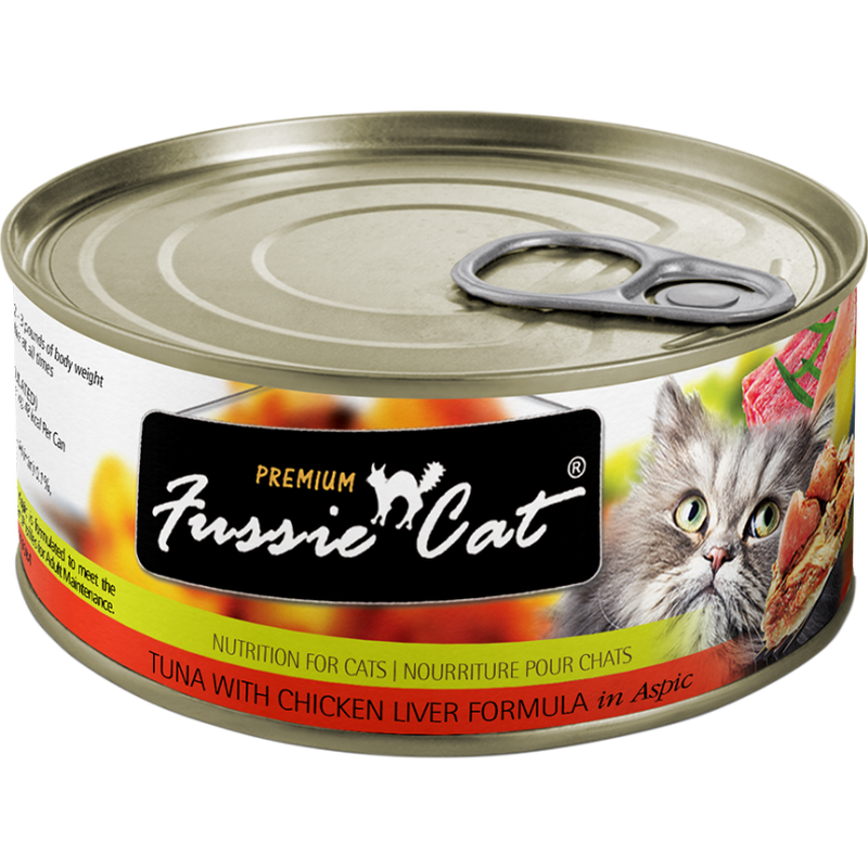 Fussie Cat Premium Canned Cat Food, Tuna & Chicken Liver, 2.8-oz image number null