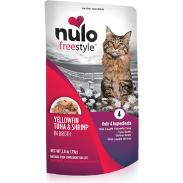 Nulo Freestyle Grain-Free Wet Cat Food Topper, Yellowfin Tuna & Shrimp, 2.8-oz