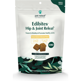 Pet Releaf Hemp Edibites Hip & Joint Releaf Small Breed Dog Supplement, Peanut Butter & Banana, 7.5-oz