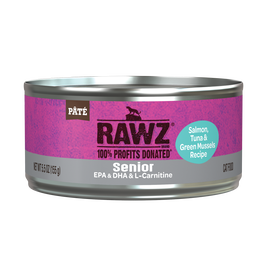 Rawz Senior Pate Canned Cat Food, Salmon Tuna & NZ Green Mussels