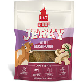 Plato Jerky Dog Treats, Beef with Mushroom, 16-oz