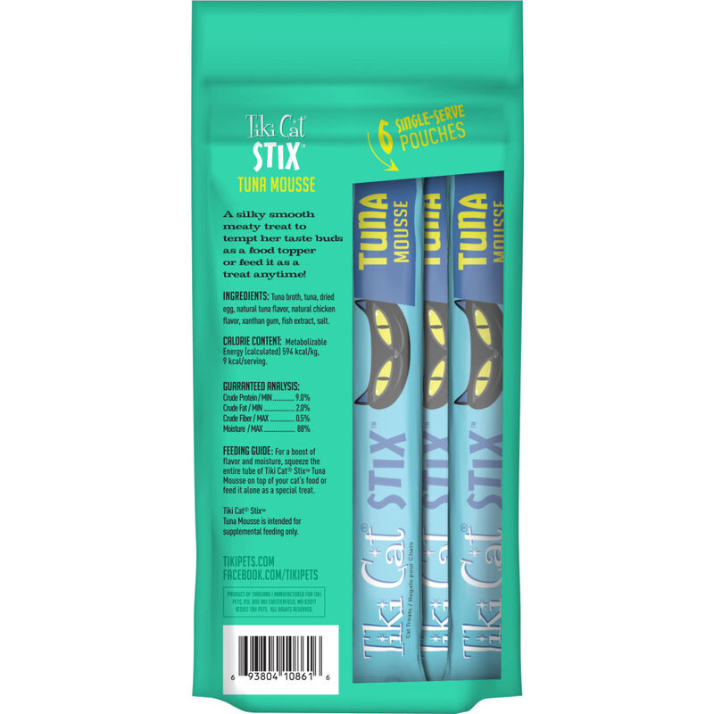 Tiki Cat Stix Tuna Mousse Wet Cat Treat, 6-pack