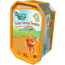 Emerald Pet Feline Dental Treats with Chicken Cat Treats, 11-oz