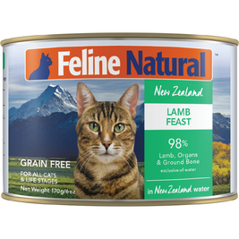 Feline Natural Canned Cat Food, Lamb, 6-oz