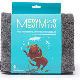 Messy Mutts Microfiber Ultra Soft Towel with Hand Pockets for Dogs, Cool Grey, Medium