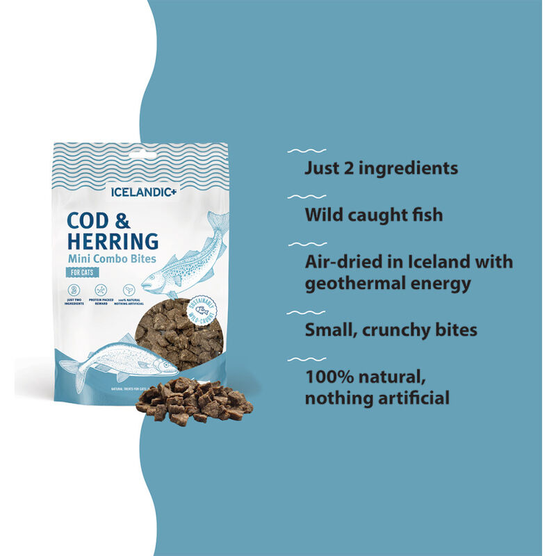 Icelandic Mini Combo Bites Cat Treats, Cod & Herring, 1.7-oz image number null