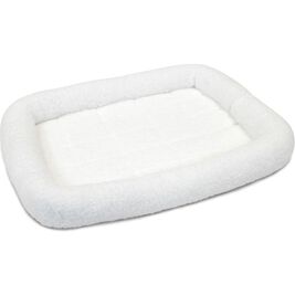 MidWest Quite Time Bolster Bed, Soft White Fleece, 24-in