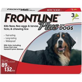Frontline Plus Flea & Tick Spot Treatment for Dogs 89-132 lbs, 3-pack