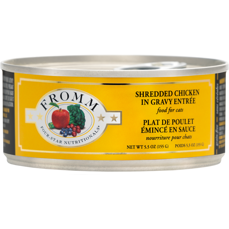 Fromm Four-Star Canned Cat Food, Shredded Chicken in Gravy, 5.5-oz image number null