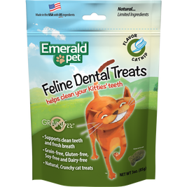 Emerald Pet Feline Dental Treats Catnip Flavored Cat Treats, 3-oz bag