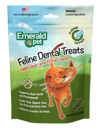 Emerald Pet Feline Dental Treats Catnip Flavored Cat Treats, 3-oz bag