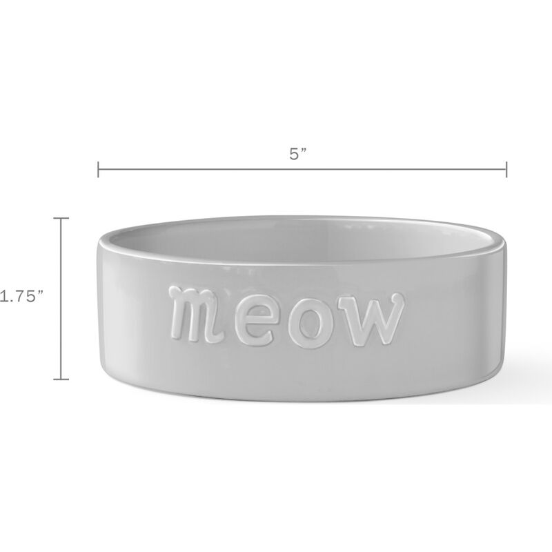 Fringe Pet Studios Sculpt Cat Bowl, "Meow", Grey, Small image number null