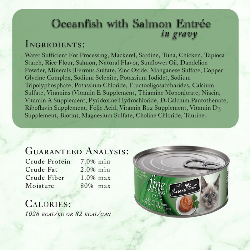 Fussie Cat Fine Dining Pate Canned Cat Food, Ocanfish & Salmon, 2.86-oz image number null