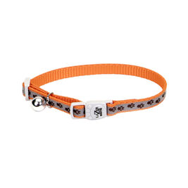 Coastal Pet Products Lazer Brite Reflective Adjustable Breakaway Cat Collar, Orange Paws