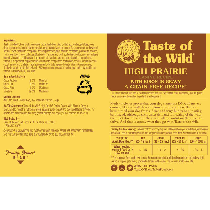 Taste of the Wild Grain-Free Canned Dog Food, High Prairie, 13.2-oz image number null