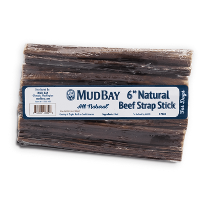 Mud Bay Natural Beef Strap Stick Dog Treats, 6-in, 8-pack