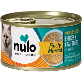 Nulo Grain-Free Canned Cat Food, Finely Minced, Chicken & Crab