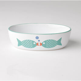 PetRageous Designs Bubble Fish Oval Pet Bowl, 2-cups