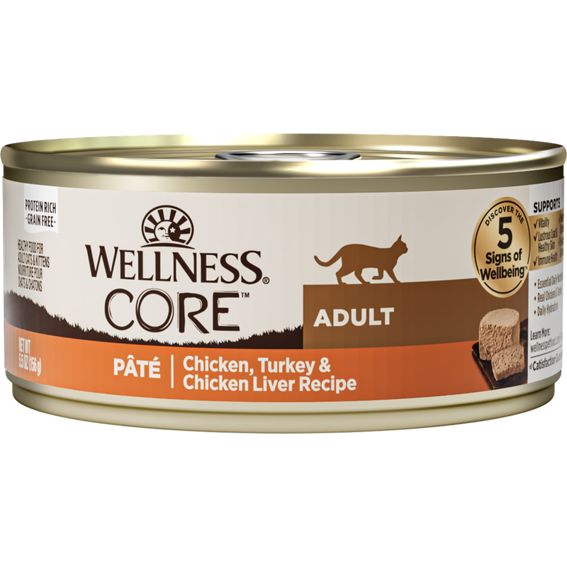 Mud Bay Buy Wellness CORE Grain Free Canned Cat Food Pate Chicken Turkey Chicken Liver 5.5 oz for USD 3.49 MudBay