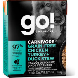 Go! Solutions Carnivore Grain-Free Wet Dog Food, Chicken Turkey & Duck Stew