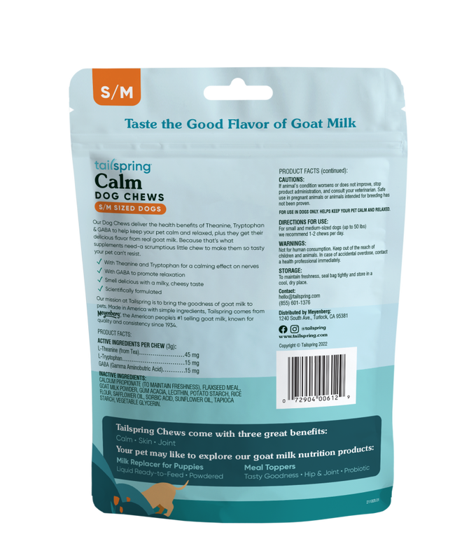 Tailspring Functional Soft Dog Chews, Calm, Small/Medium
