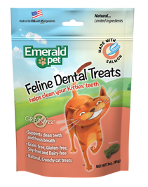 Emerald Pet Feline Dental Treats with Salmon Cat Treats, 3-oz Bag