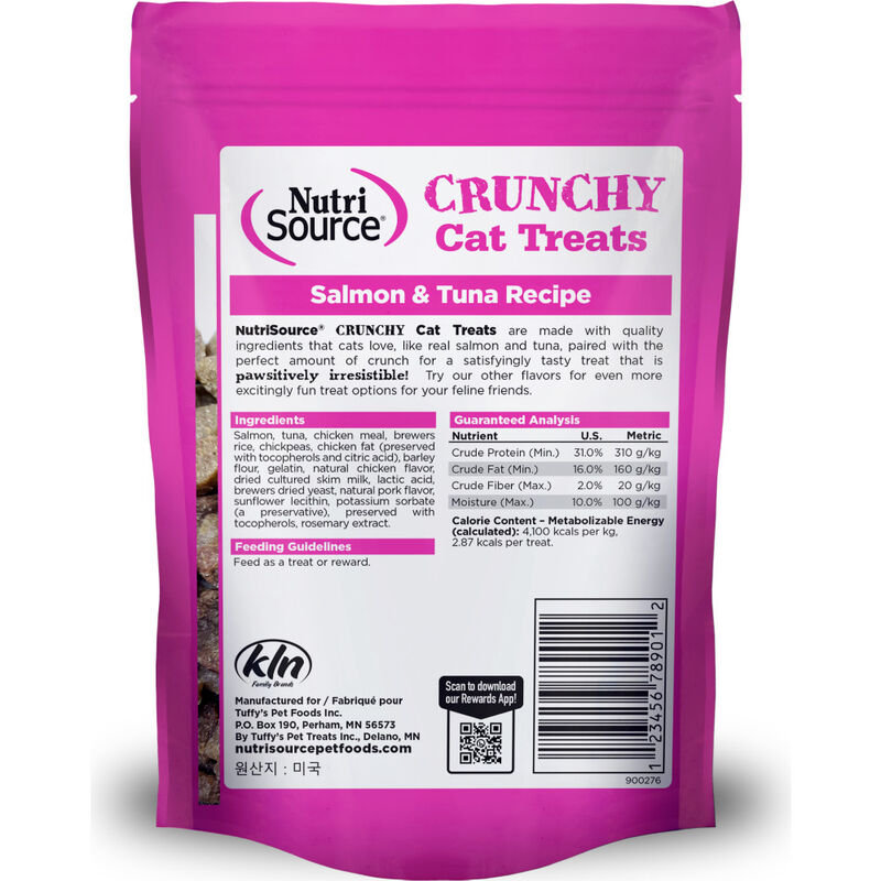 NutriSource Crunchy Cat Treats, Salmon & Tuna, 3-oz image number null