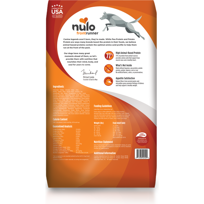 Nulo Frontrunner Ancient Grains Dry Dog Food, Adult, Turkey Trout & Spelt image number null