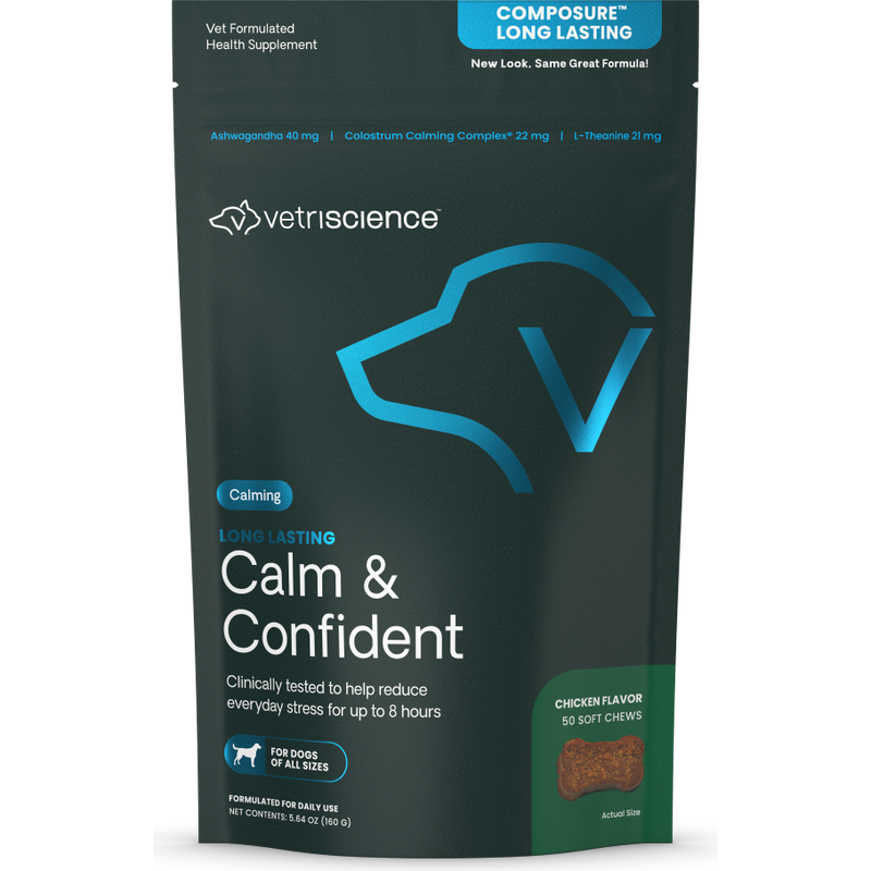VetriScience Long Lasting Calm & Confident Soft Chews Dog Supplement, Chicken, 50-count image number null