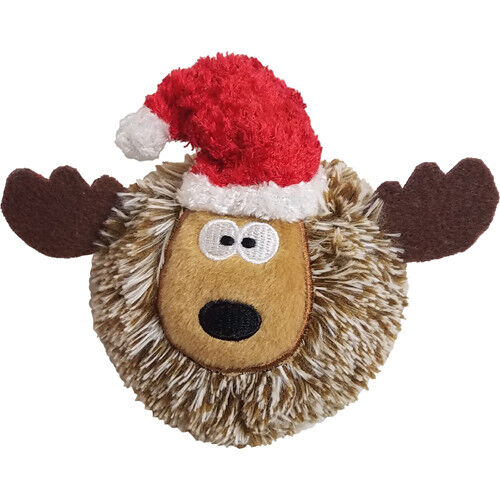 Petlou Holiday EZ Squeaky Ball Dog Toy Reindeer 4 in