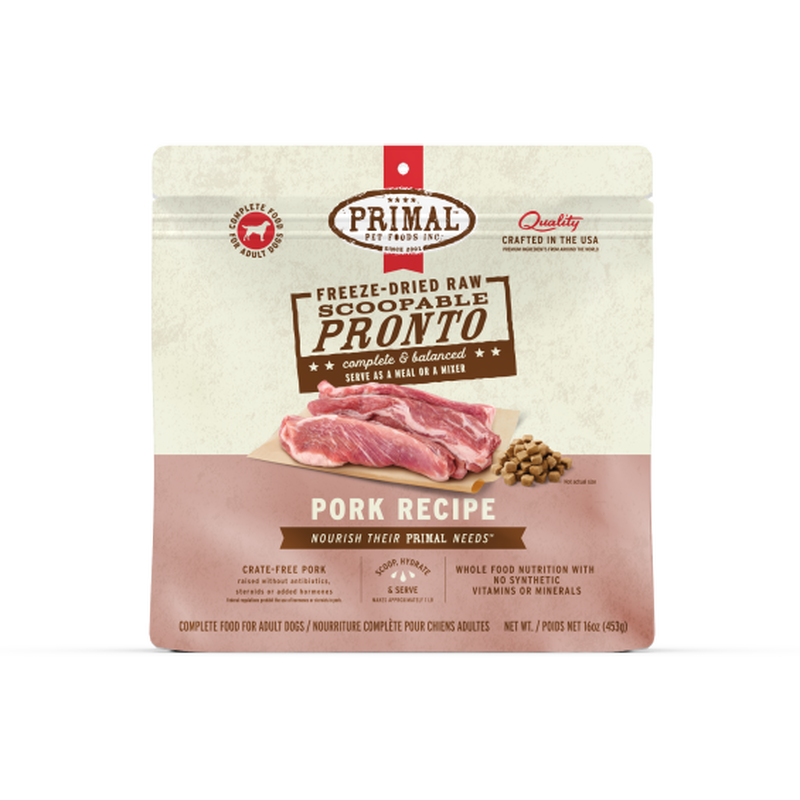 Primal Pronto Raw Freeze-Dried Dog Food, Pork, 16-oz image number null