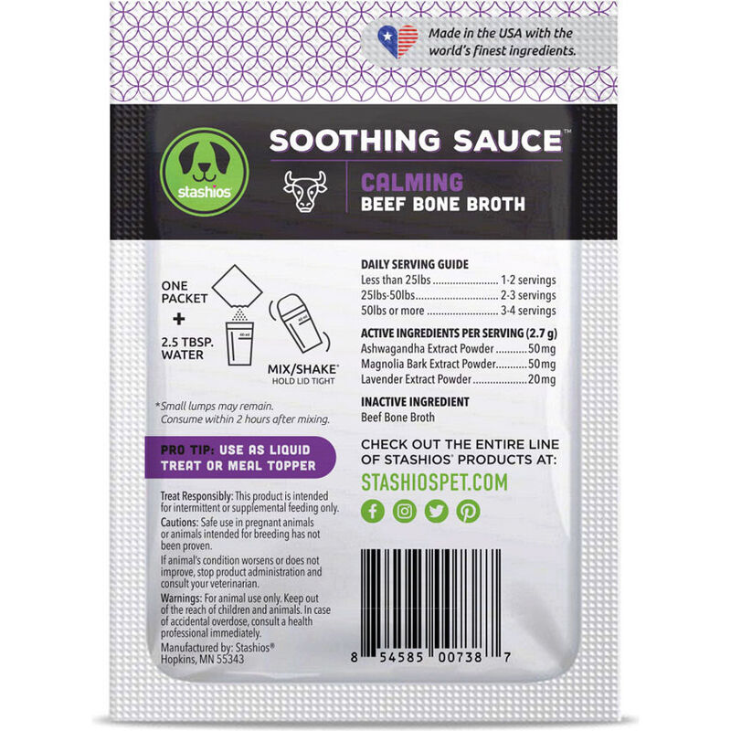 Stashios Soothing Sauce Dog Treat, Calming, Beef Bone Broth, 2.7-g image number null