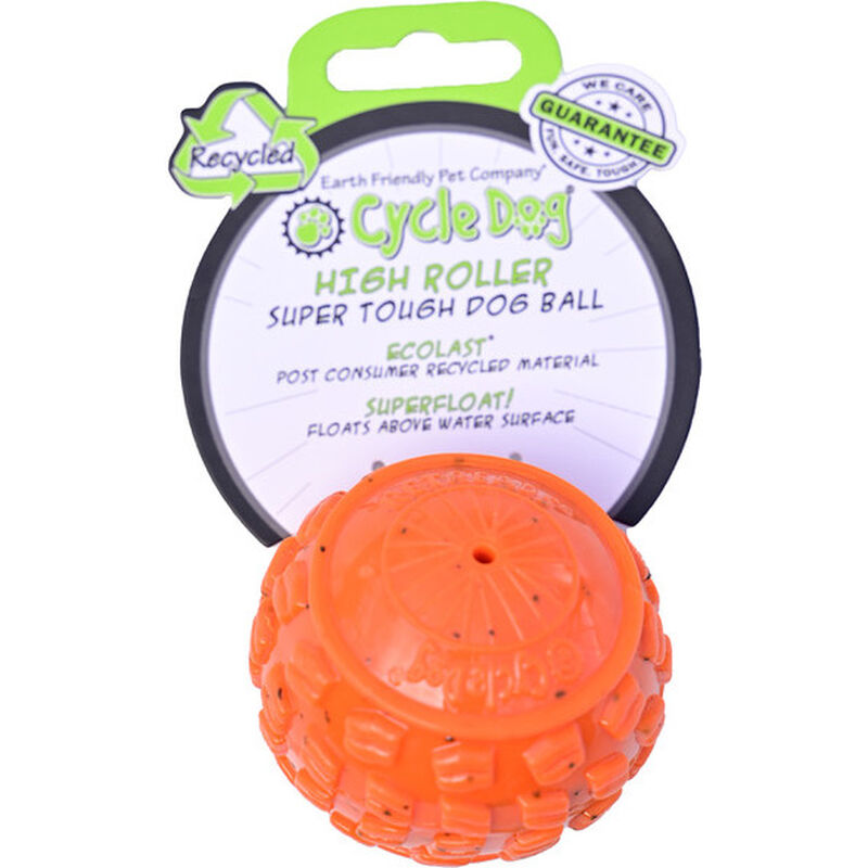 Cycle Dog Ecolast High Roller Ball Dog Toy, Orange, Medium image number null