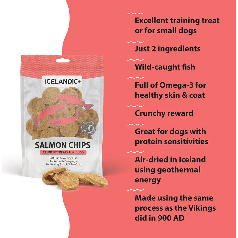 Icelandic+ Fish Chips Dog Treats, Salmon, 2.5-oz image number null