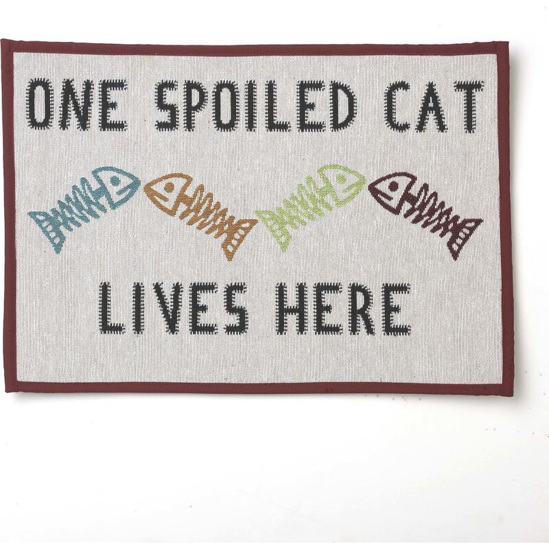PetRageous Designs Tapestry Pet Placemat, One Spoiled Cat, 13-in x 19-in image number null
