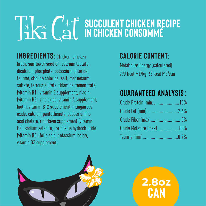 Tiki Cat Luau Canned Cat Food, Succulent Chicken, 2.8-oz image number null