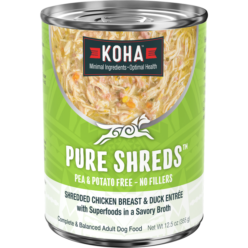 Koha Pure Shreds Canned Dog Food, Chicken & Duck, 12.5-oz image number null