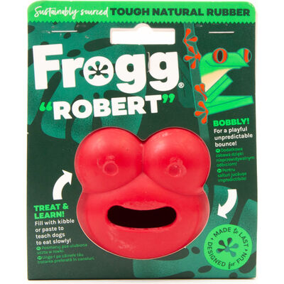 Frogg Rubber Treat-Dispensing Dog Toy, Robert, Red, 2.8-in