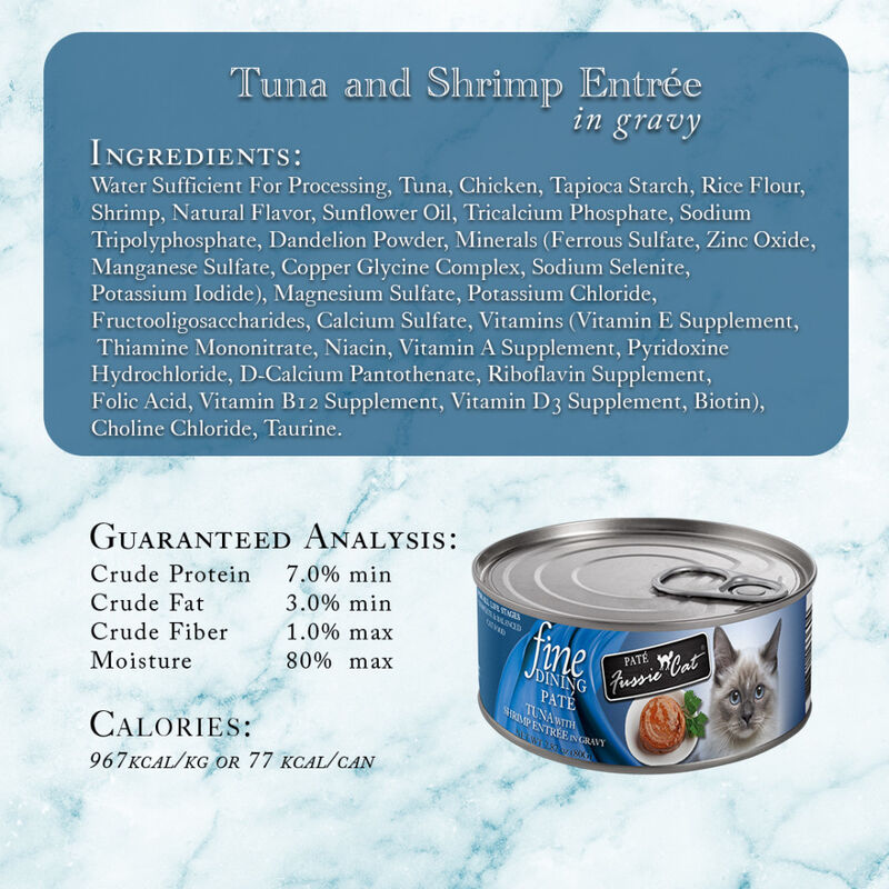 Fussie Cat Fine Dining Pate Canned Cat Food, Tuna & Shrimp, 2.82-oz image number null