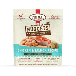 Primal Raw Frozen Cat Food, Nuggets, Chicken & Salmon