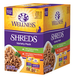 Wellness Healthy Indulgence Shreds Wet Cat Food, Variety Pack, 3-oz, 8-pack