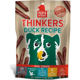 Plato Thinkers Real Sticks Dog Treats, Duck, 10-oz