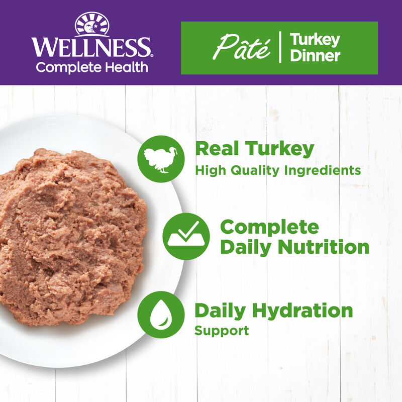 Wellness Complete Health Pate Canned Cat Food, Turkey image number null