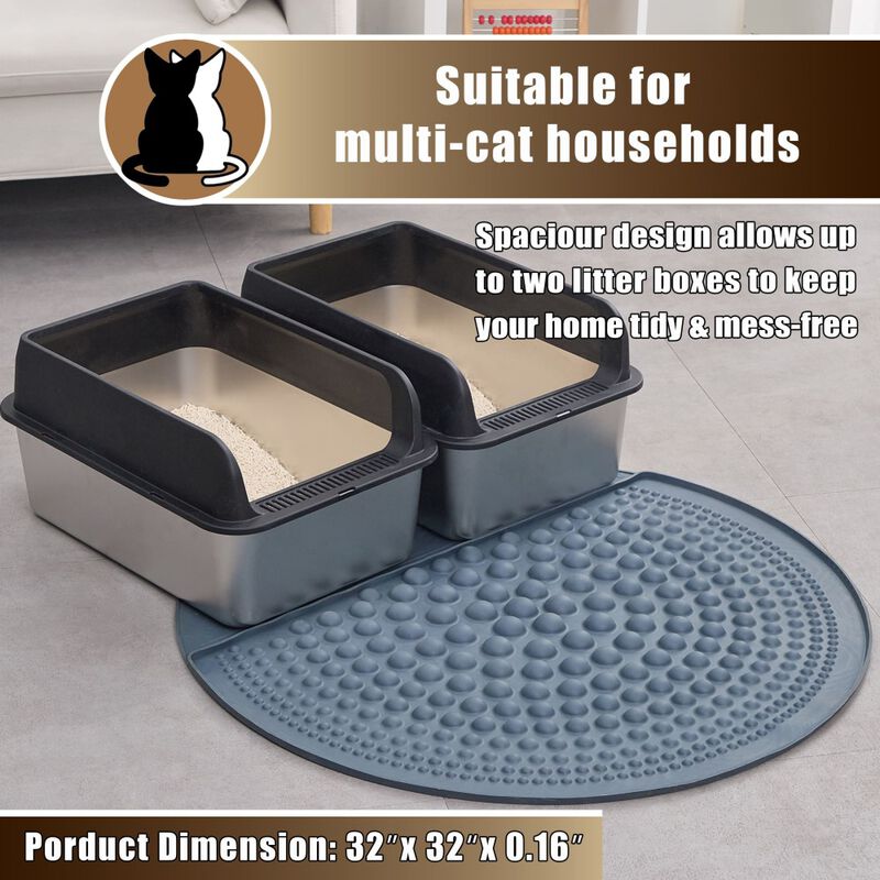 PetPals Cat Litter Box Mat, Air Bubble Paw Scrub, Grey image number null