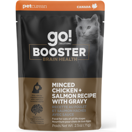 Go! Solutions Booster Wet Cat Food Topper, Brain Health, Minced Chicken Salmon & Gravy