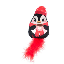 Great & Small Holiday Santa and Friends Cat Toy, Penguin Kicker