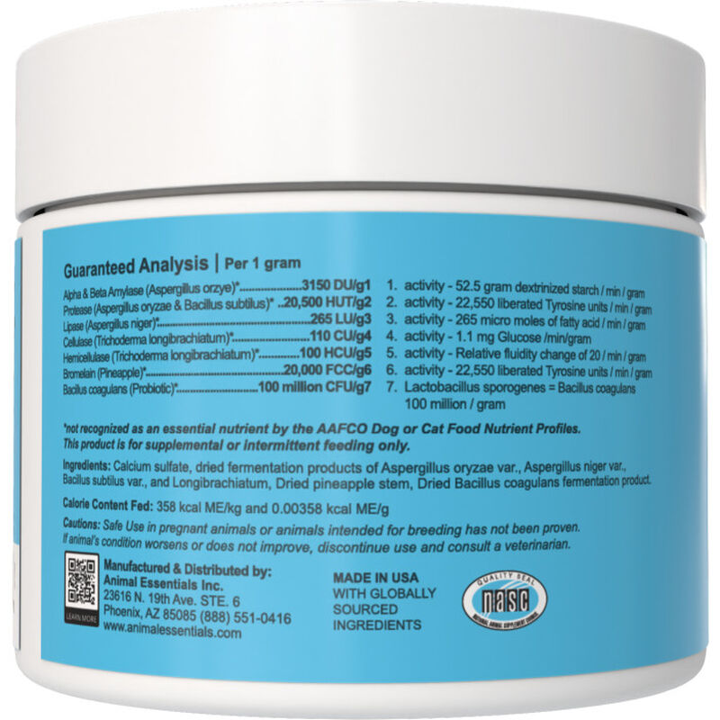Animal Essentials Plant Enzyme & Probiotics Digestive Dog & Cat Supplement, 3.5-oz image number null