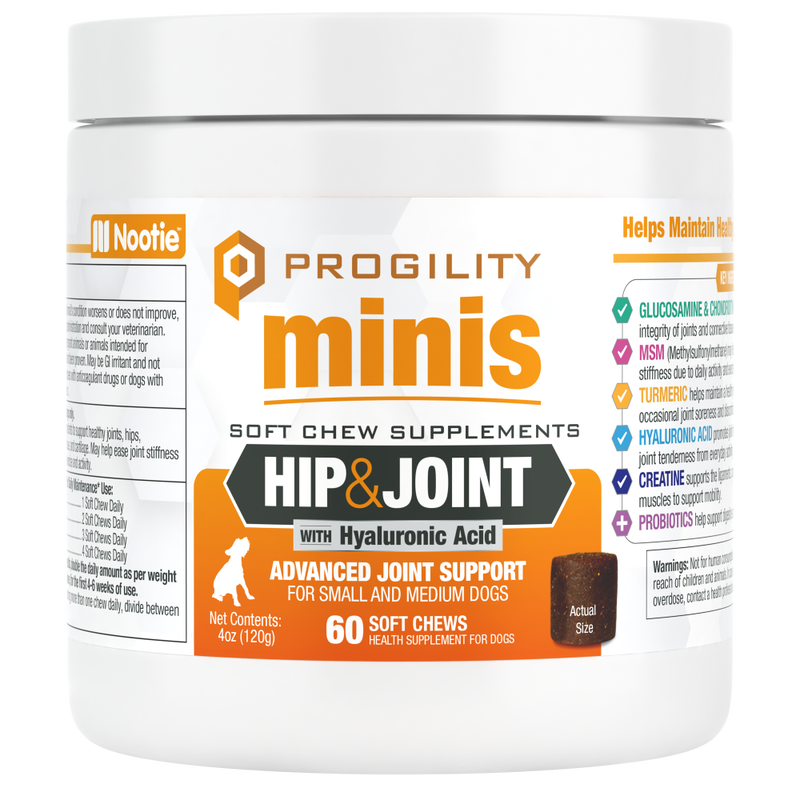 Nootie Progility Mini Hip & Joint Supplemental Dog Chews, Small & Medium Dogs, 60-ct image number null